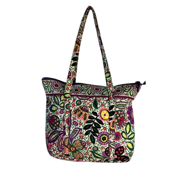 Vera Bradley Floral Quilted Tote Bag With Zipper Closure & Interior Pockets - Picture 2 of 6